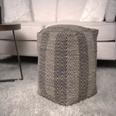 Handcrafted Cotton Pouf Ottoman - Brown/Beige