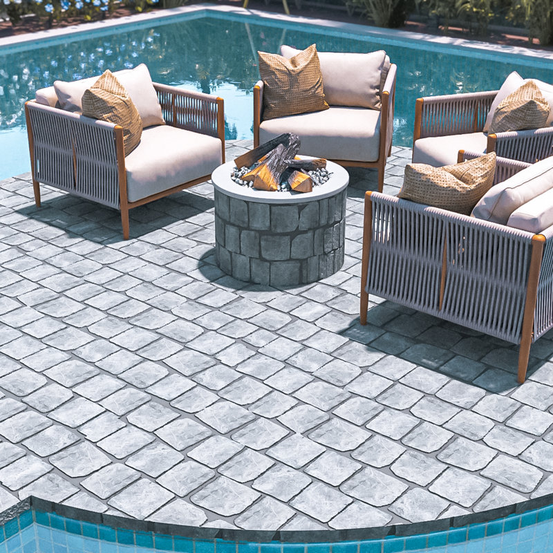 Carreau de mur et de sol en porcelaine de style campagne 5,88 "x 5,88" Country, Gris