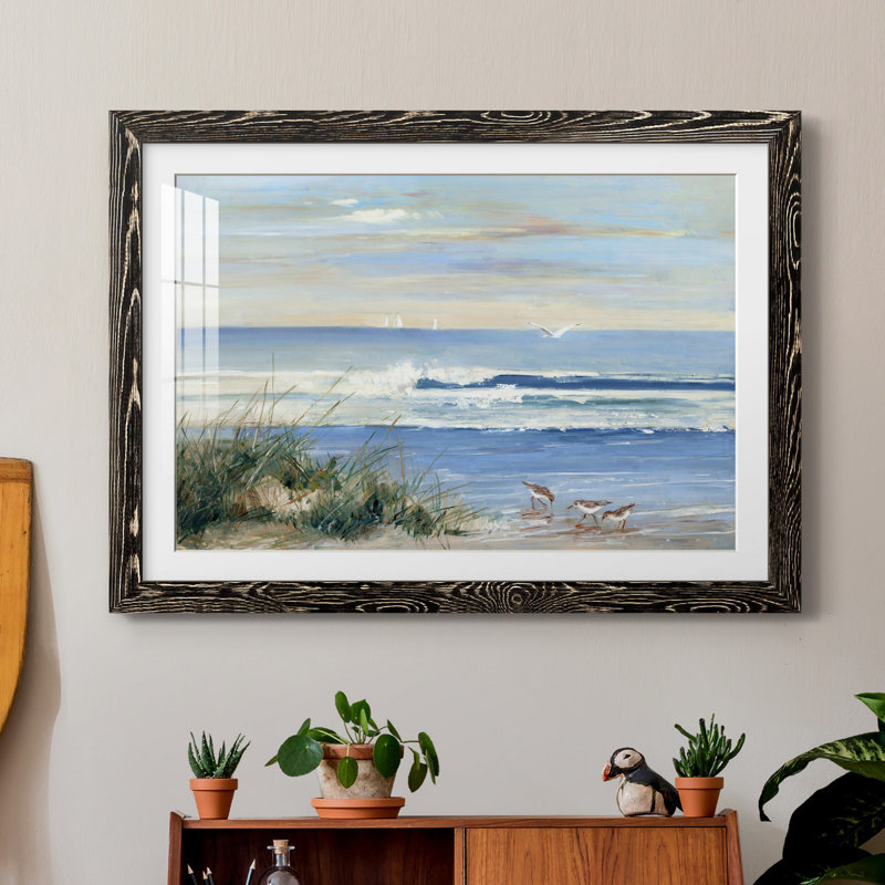 " Beach Combers " by J Paul, 27.5" H x 37.5" W, Black