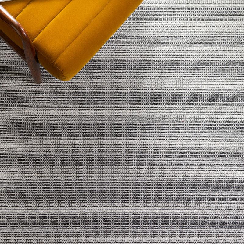 Ivory and Black Flat Woven 4' x 6' Synthetic Area Rug
