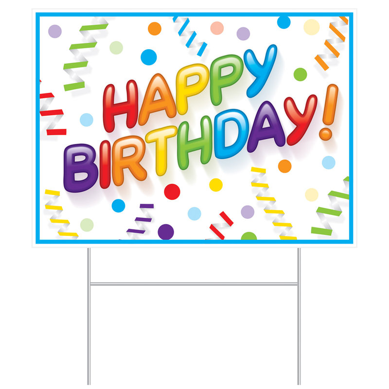 Plastique joyeux anniversaire! Enseigne de cour