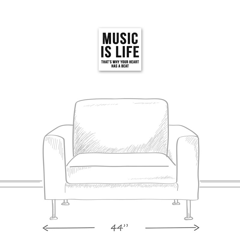 «Music Is Life», art sur toile tendue, H 12 po x l 12 po x P 1,25 po