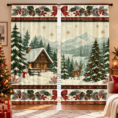 Rideaux de Noël 2 pièces Cozy Winter