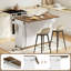 Îlot de cuisine avec station de charge, îlot roulant avec 3 tiroirs et tablettes réglables, plateau de table pliable, porte-serviettes et porte-épices, pour la cuisine, la salle à manger