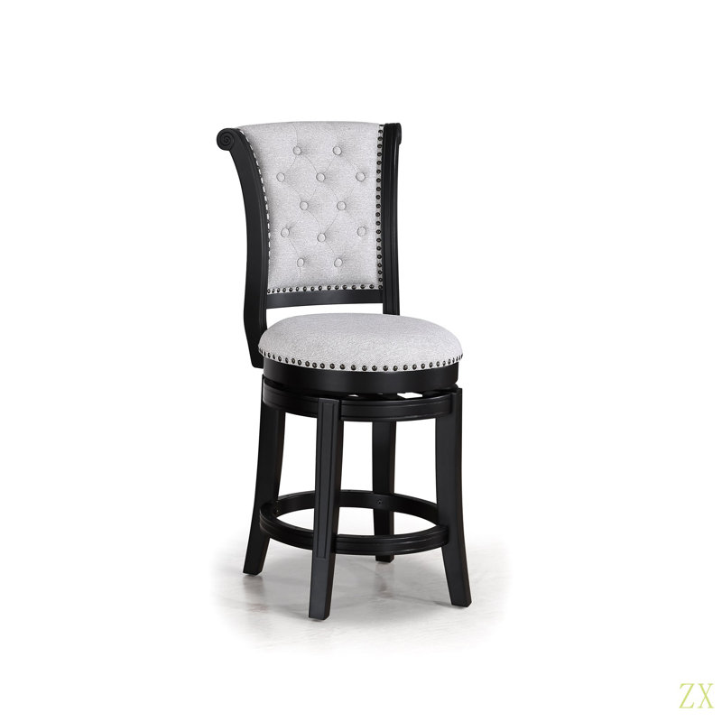 2 tabourets de pub pivotants 2 pièces à hauteur de comptoir avec siège rembourré clouté et repose-pieds, Tabouret de comptoir