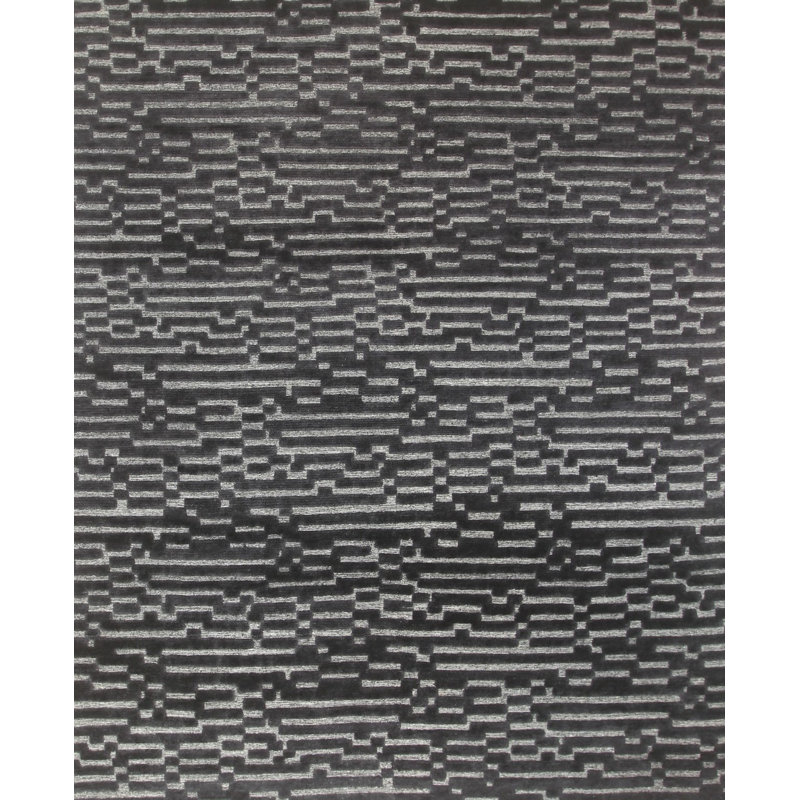 Xerxes Hand-Knotted Wool Charcoal Area Rug, Rectangle 12' x 15'