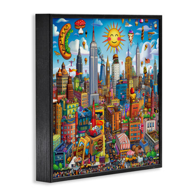 Fun Zany Cityscape Framed Giclee Art by Ray Powers