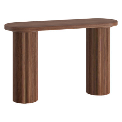 Isa 55" Wide Oval Fluted Console Table in Brown Oak