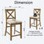 Ensemble de 4 chaises de salle à manger en bois à hauteur de comptoir avec siège rembourré et dossier en X