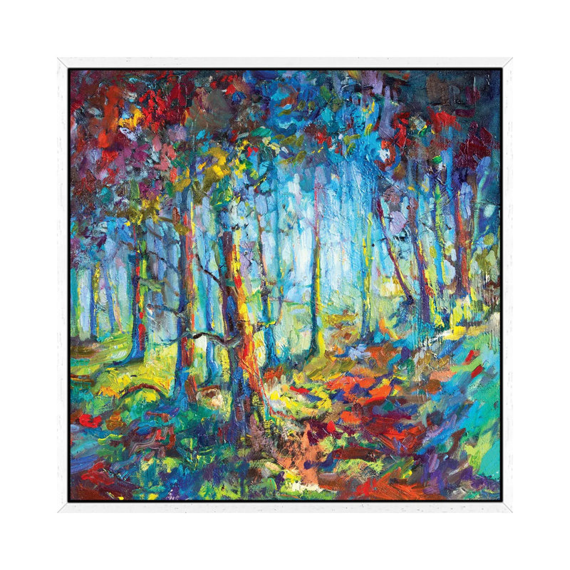 Woodland Walk 1 Piece Painting on Canvas, 66.04 cm H x 66.04 cm W, White Framed