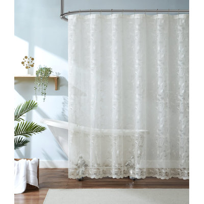 Rideau de douche en dentelle ivoire. Rideau de douche transparent avec motif de feuille rustique. Rideau de douche 72 po x 72 po Modern Farmhouse