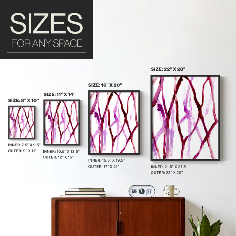 Runnel XVI Framed Print - Solid Wood, 10" H x 8" W, Black