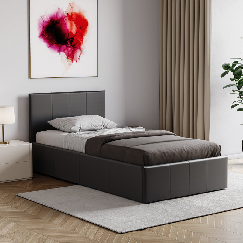 Wilna Upholstered Ottoman Bed, UKFR Certified, Single (3'), Black