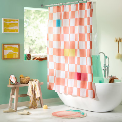Rideau de douche en tissu à damier Town & Country Play 70 "x 72" Betty Bold