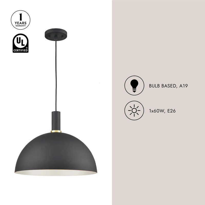 Archibald 1 - Light Pendant, White, 12" H x 16" W x 16" D