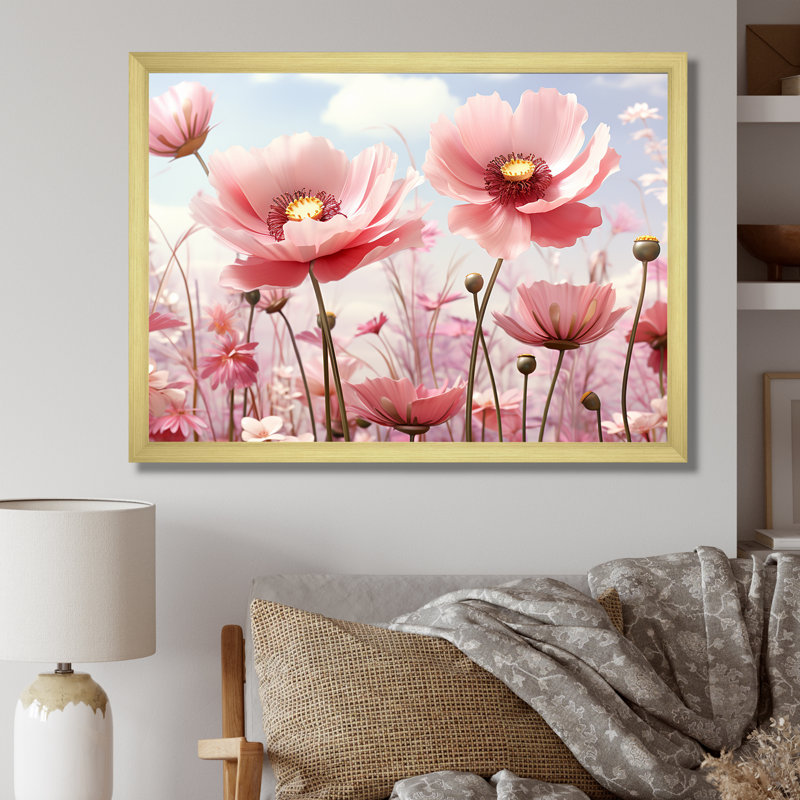 «Rose Glow Sunshine Blooms - Fleurs», art mural, Cadre doré à coins fermés, H 30 po x l 40 po x P 1,5 po