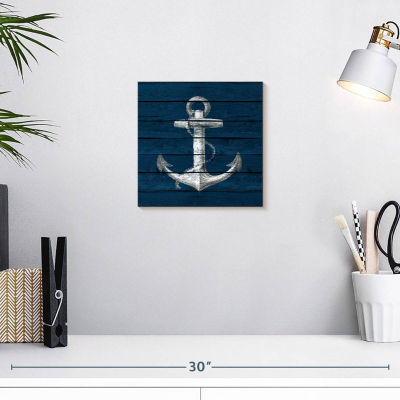 Aletra ancre sur bois bleu, H 10 po x l 10 po