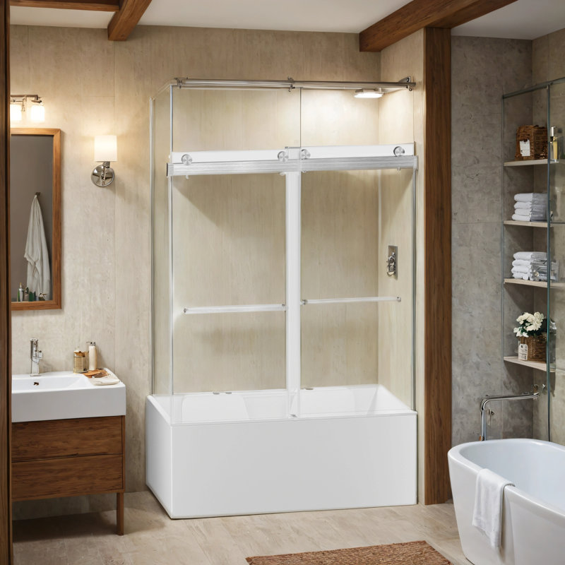Porte de baignoire double coulissante, Chrome chrome