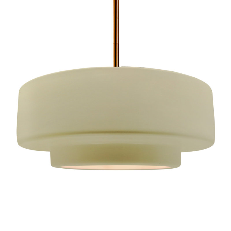 Luminaire suspendu à 1 lumière Meydan, Vanille lustrée, H 6 po x l 16,25 po x P 16,25 po, Laiton brossé
