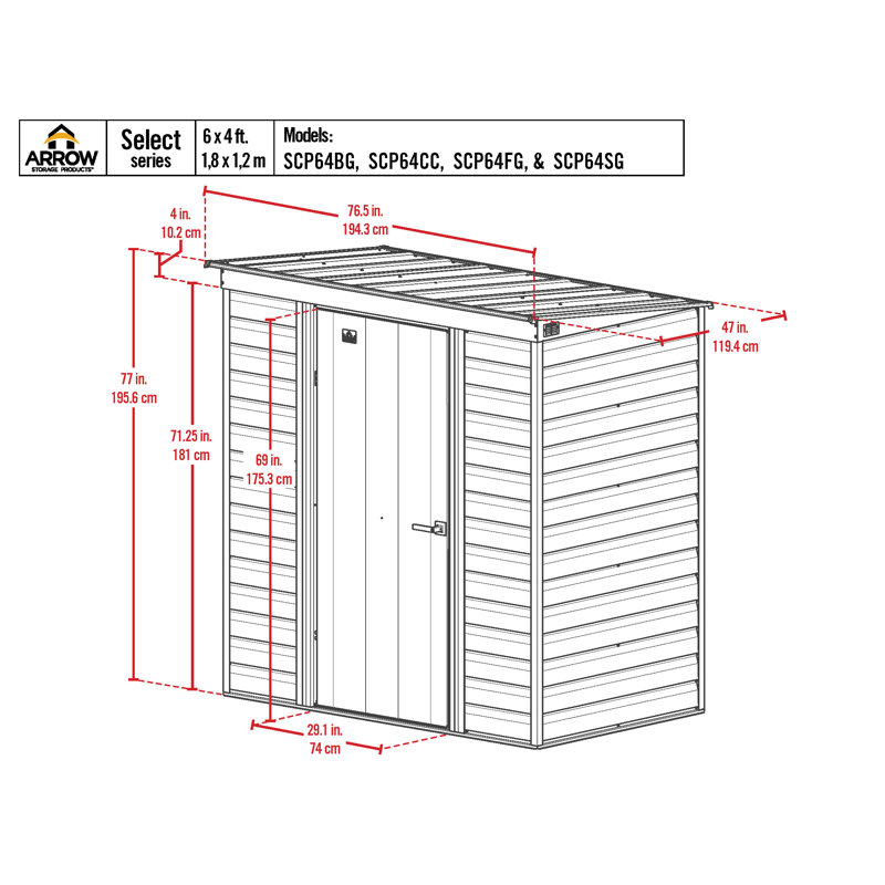 6 ft. Sage Green Galvanized Steel Storage Shed Kit