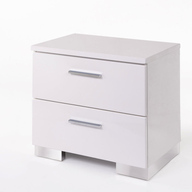 Table de chevet blanche avec pieds - Rangement polyvalent pour chambre à coucher chic