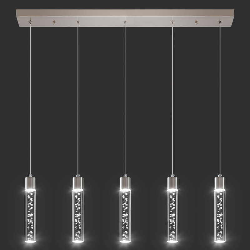 Luminaire suspendu pour îlot de cuisine Aniha, 5, Brushed Nickel