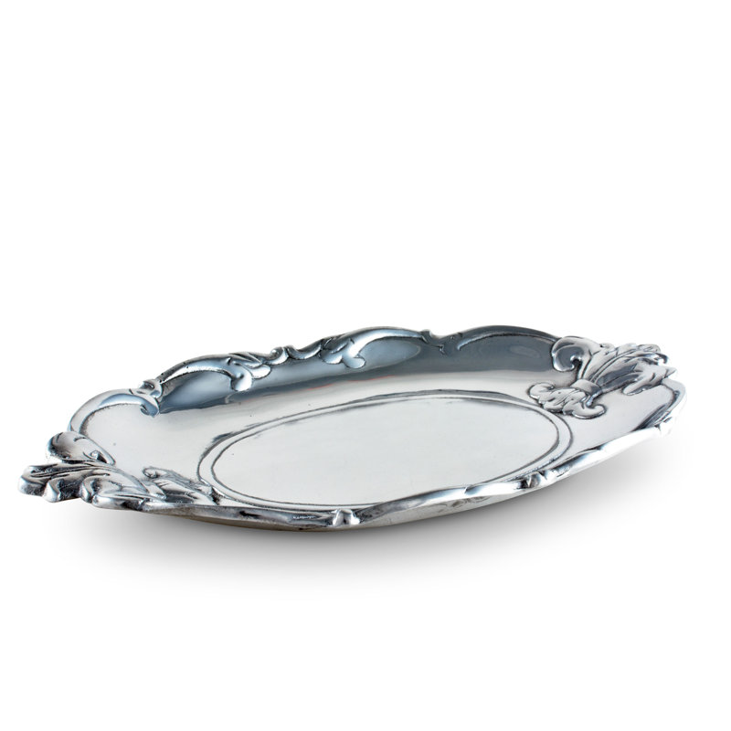 Elegant Aluminum Fleur-De-Lis Oval Serving Tray