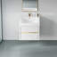 Meuble-lavabo de 24 po avec lavabo, blanc brillant. Pré-assemblé pour faciliter l'installation. Rangement en U Utilisation efficace. Tiroirs à fermeture en douceur, fonctionnement silencieux. Comptoir en résine de pierre. - Bois