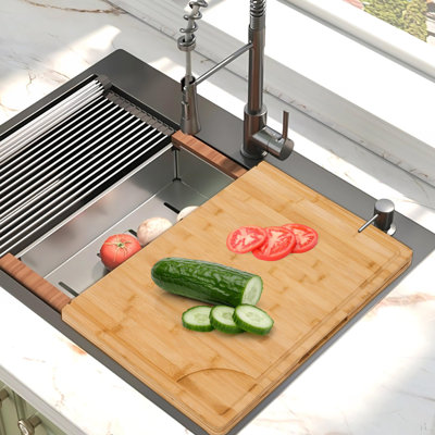 Planche à découper en bambou pliable, planche à découper en bois polyvalente pour les aliments, couvercle de cuisinière