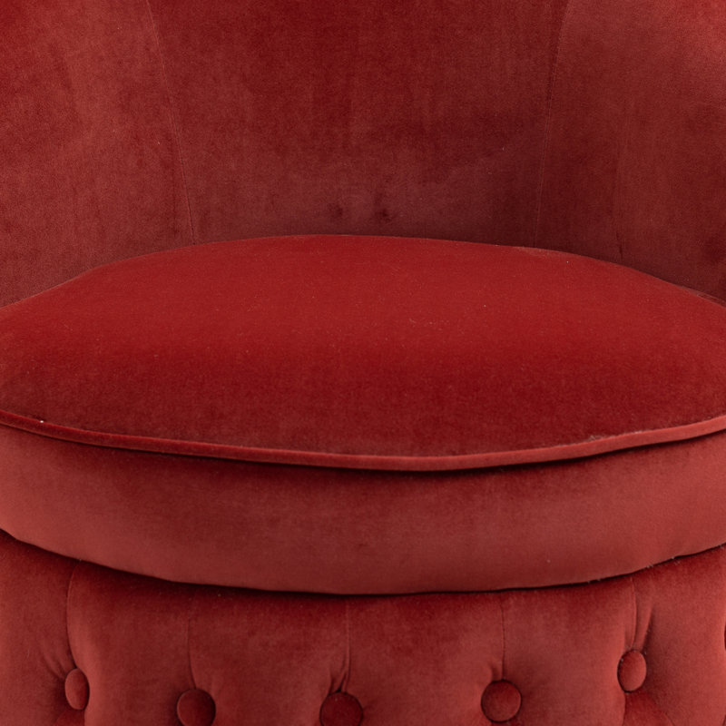 Fauteuil demi-tonneau pivotant en velours 24,8 po Gissell, Velours rouge vin