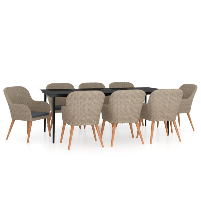 Ensemble repas pour 4 personnes Jaicarious Square, H 29,1 po x l 78,8 po x P 39,4 po, Brown, 8