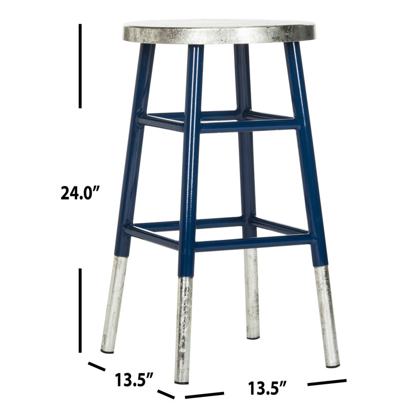 Tabouret de bar et de comptoir Amiaha, Marine, Tabouret de comptoir (assise de 24 po de hauteur), Argent