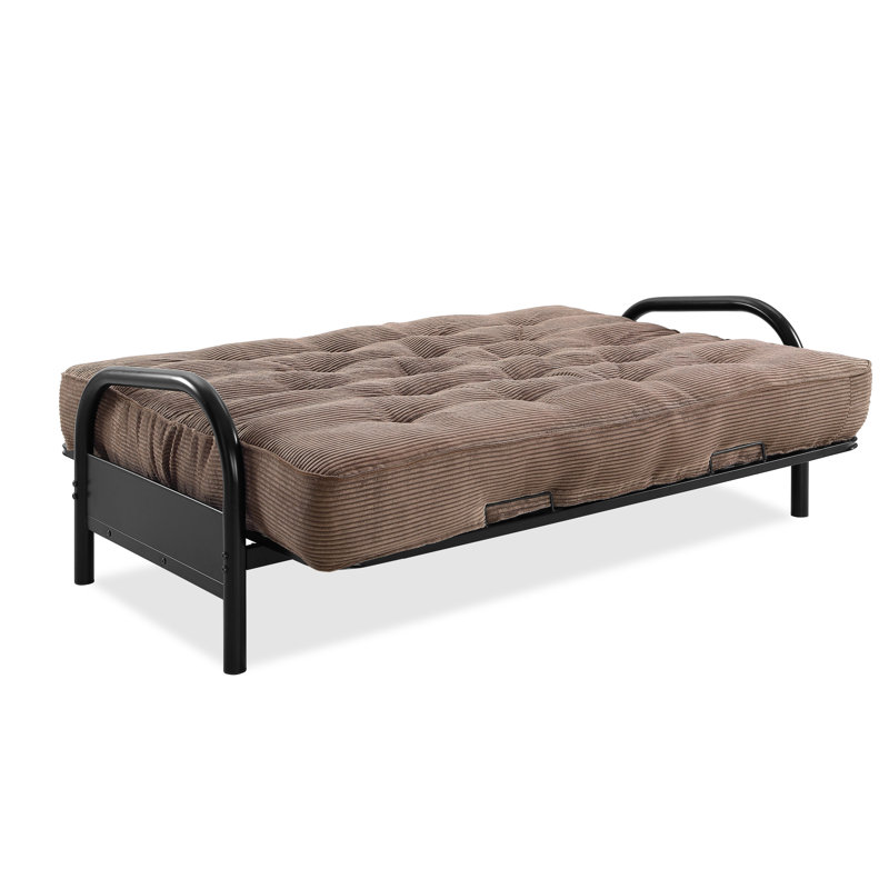 Futon et matelas Mcbrayer, Velours côtelé couleur chocolat