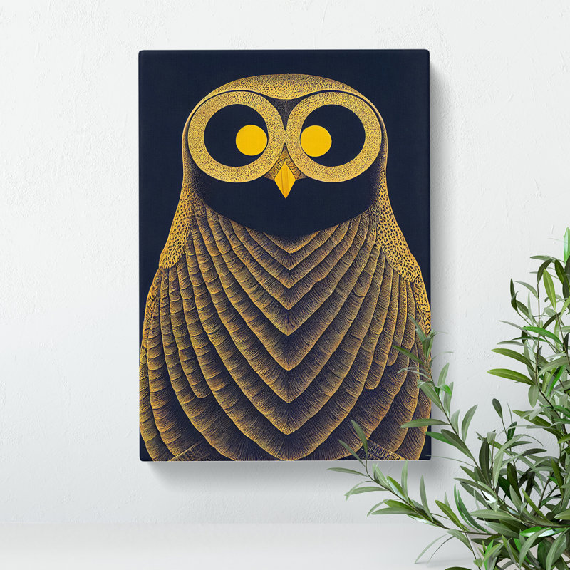 Antique Owl Art No.4 - Wrapped Canvas, 76cm H x 50cm W x 3cm D