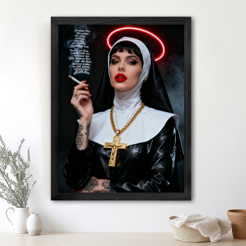 Reproduction d'art encadré noir rétro, H 11 po x l 9 po