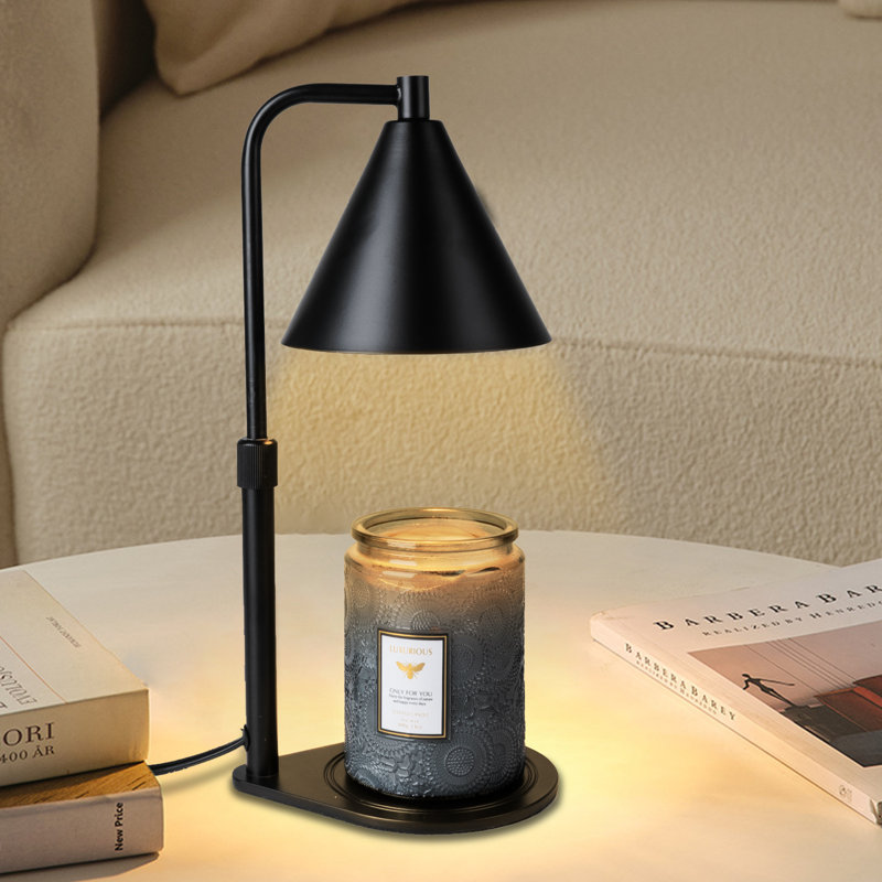 Cadeau de Noël, lampes de table chauffantes à bougie en métal, bougeoirs en métal avec ampoules à fusion de bougie, Noir