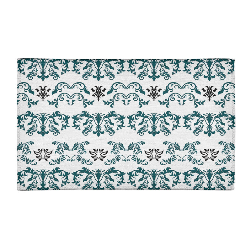 Tapis blanc / vert Damask, Rectangle 3 pi x 5 pi