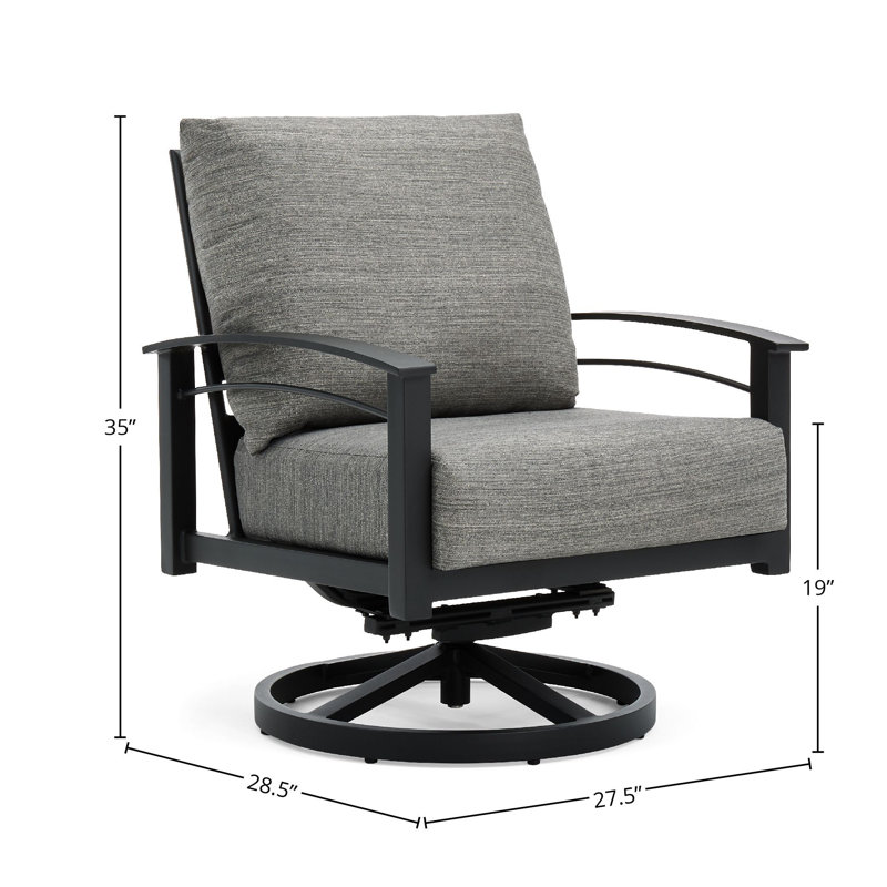 Stanford Cushion Swivel Rocker Lounge Chair, Textured Pewter