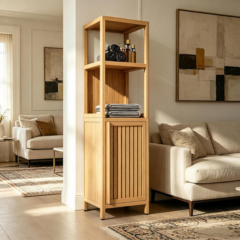 Bamsong Tall Slim Bamboo Storage Cabinet