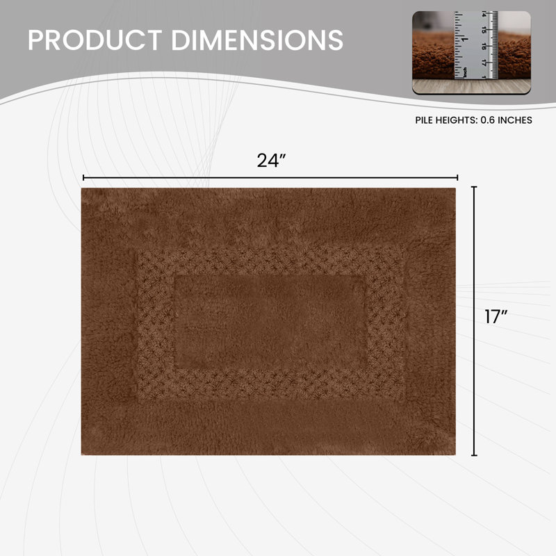 Tapis pour salle de bain Antigona, l 17 po x L 24 po, Brun