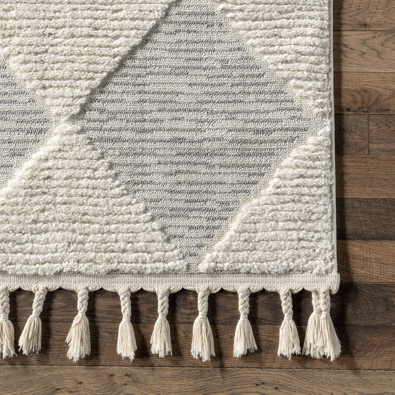 Marissa High/Low Diamond Tassel Area Rug, Rectangle 10' x 14'