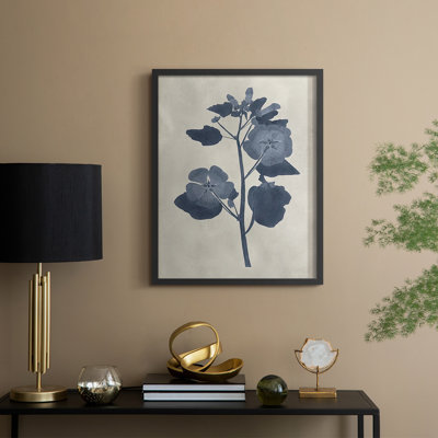 Reproduction encadrée de fleurs pressées V bleu marine - Bois massif