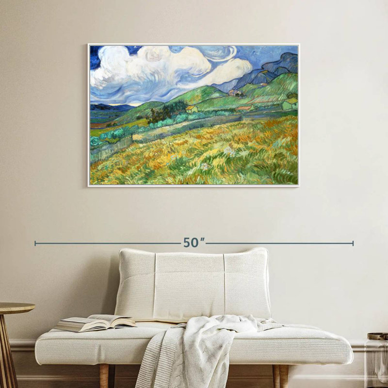 Paysage de Saint Remy, 40 po x 27 po, Cadre flottant blanc