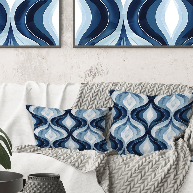 Coussin Blue Ogee, H 16 po x l 16 po