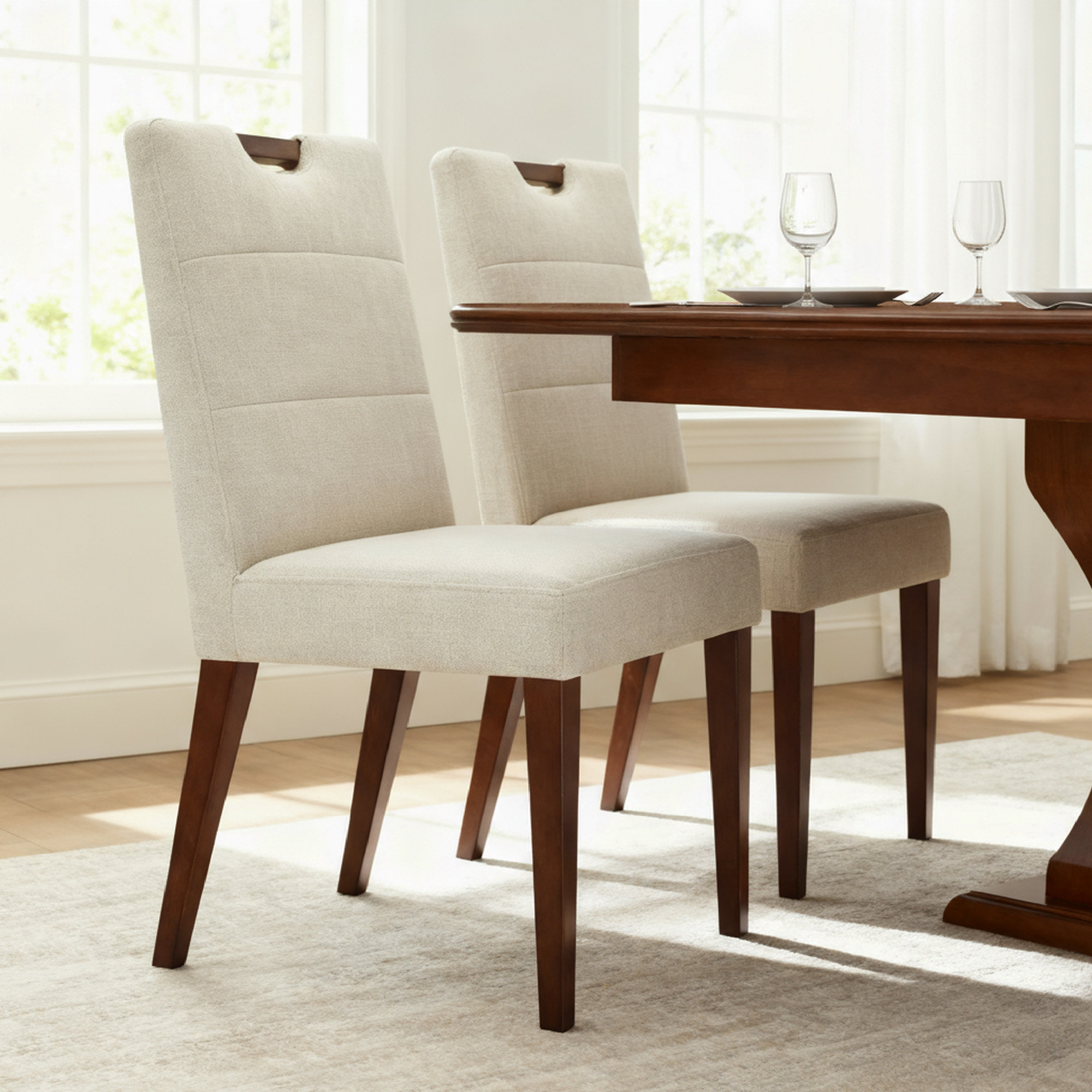 Hayes Upholstered Dining Chair Set Of 2, Effie Linen Performance Linen