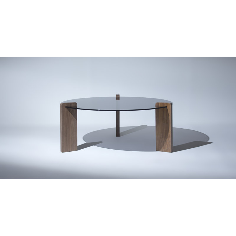 Davis Glass Top Single Coffee Table, Walnut
