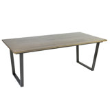 Wilhelm Solid Wood Top Metal Base Dining Table
