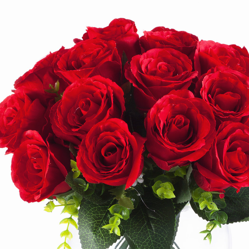 Arrangement floral de roes artificielles, Rouge