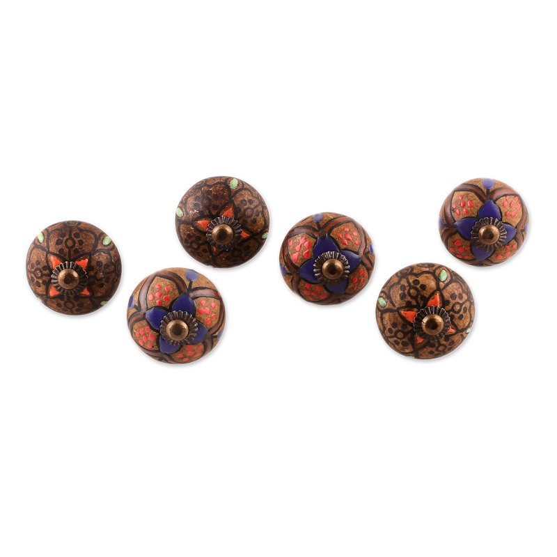 Ensemble de 6 boutons en céramique Novica