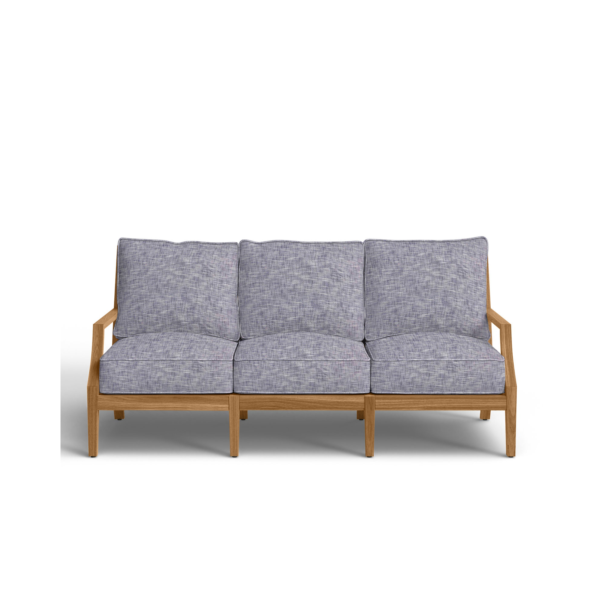 Haley Teak Patio Sofa with Cushions, Canvas Sand, Welt + Standard fill, Natural Teak